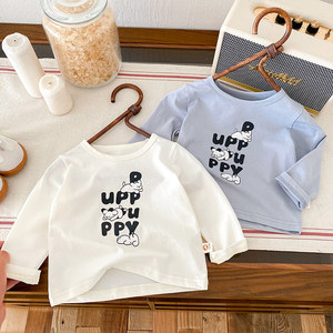 
Children's bottoming shirts spring and autumn baby cartoon cute long-sleeved tops boys and girls pure cotton T-shirts baby clothes