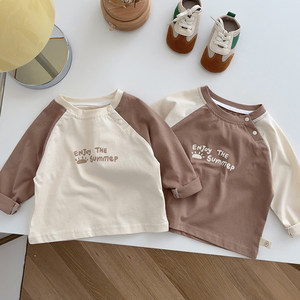 
Baby long-sleeved T-shirt 2026 new spring and autumn boys color matching Korean version bottoming shirt autumn clothing children's tops trendy
