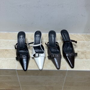 
French niche high-heeled shoes for women 2026 new style with skirts gentle fairy style buckle toe half slippers women's shoes