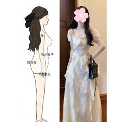 French-Style Gentle and Sweet Ruffled Square-Neck Dress for Women, Summer Plus-Size, Unique and Super Fairy-Like Beautiful Long Dress