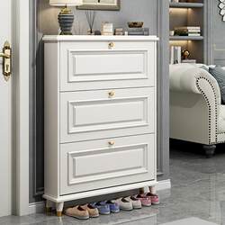 American-Style Ultra-Thin Tipping Shoe Cabinet for Home Entrance, Indoor New Model 2025, Popular Entryway Cabinet with Integrated Small Shoe Rack