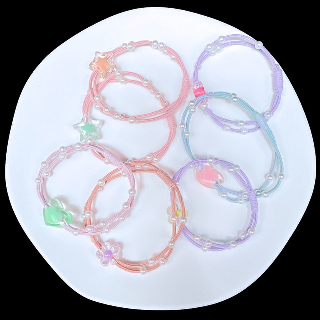 12PCS Cute Colorful Sequin Heart Star Crown Girls Kids Elastic Hair Bands Hair Accessories Children Hair Ties Baby Headwear