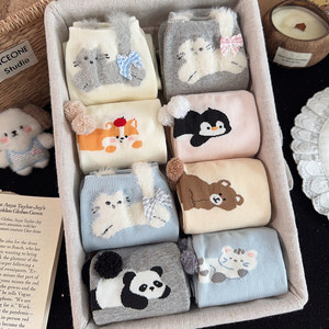 新款袜子女中筒袜秋冬季棉袜趣味学生可爱卡通女生ins潮长筒长袜