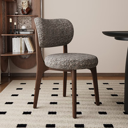 Nordic Solid Wood Dining Chair Designer Style Cotton and Linen Fabric Backrest Chair Home Light Luxury Hotel Restaurant Retro Chair