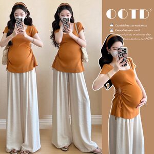 
Maternity summer suit 2026 new style fashionable fashionable mom's pregnancy tops women's summer two-piece set