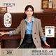 Prich shopping malls in the same suit autumn and winter contain cotton wool double -breasted small grid jacket female