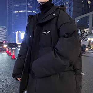 Hooded cotton jacket for men in winter loose thickened cotton jacket trendy couple student bread cotton jacket warm jacket large size men
