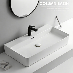 Countertop Washbasin Single Basin Household Washbasin Artistic Basin Rectangular Ceramic Integrated Basin Large Size