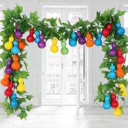 Artificial Gourd Fruit and Vegetable Vines, Grape Leaves, Decorative Green Leaves, Plastic Flower Vines, Wall Hanging, Color-Printed Solid Fruit