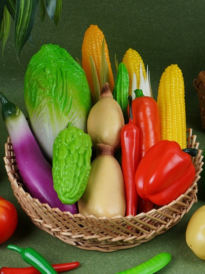 リアルなプラスチック野菜セット - トマトとナス - 教育玩具