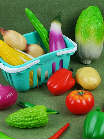 リアルなプラスチック野菜セット - トマトとナス - 教育玩具