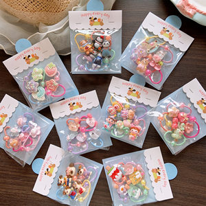 
5 bags of small cute cartoon ice transparent children's hair rope girls mini flower animal chirp rubber band hair band