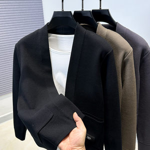 
High-quality cardigan men's sweater spring and autumn men's V-neck pocket sweater jacket casual solid color versatile outside wear