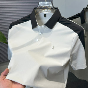 
High-end brand spliced ​​ice silk polo shirt short-sleeved men summer loose casual sports short-sleeved lapel T-shirt men thin