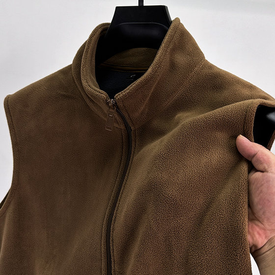 
Double-sided Austrian velvet stand-up collar vest for men autumn and winter men's velvet thickened zipper sleeveless vest polar fleece cardigan jacket