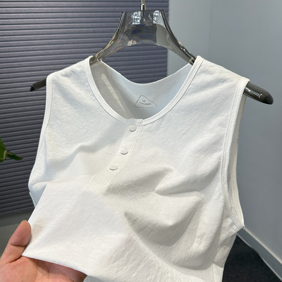 
Three-barrel linen loose vest for men cotton linen summer Chinese style thin vest men sleeveless vest round collar