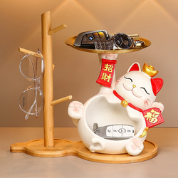Lucky Cat Piccolo Ornamento Ingresso Portachiavi Vassoio Portaoggetti Lucky Cat Decorazione Creativa Decorazione Da Scrivania Per La Casa