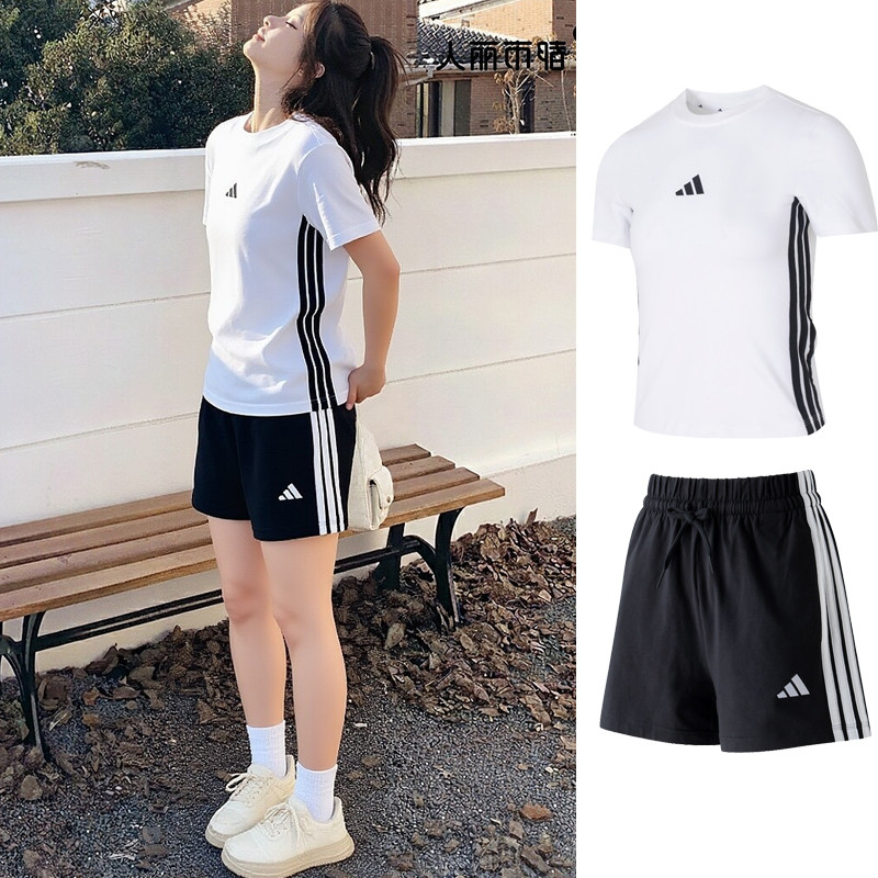 Спортивный костюм Adidas женский — новинка лета 2026 года, дышащая футболка с короткими рукавами, шорты