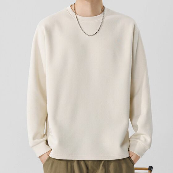 
Long-sleeved T-shirt men's round neck inner wear 2025 spring, autumn and winter new heavy velvet bottoming shirt casual men's sweatshirt