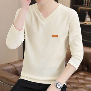 
Men's long-sleeved T-shirt spring and autumn 2026 new trendy slim bottoming shirt top casual versatile v-neck sweatshirt
