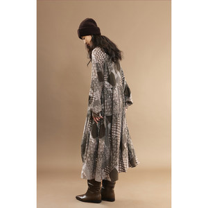 
[Somba Fragments] CAREMIND new style irregular pattern splicing dress with elegant design and elegant long skirt for women