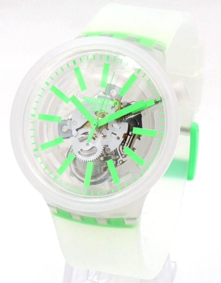 Swatch GREENINJELLY Semi透明硅胶手表44mm SO27E104 115-Taobao