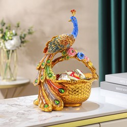 Peacock Key Storage Entryway Ornament Home Decor High-End Light Luxury Living Room Coffee Table Decoration Housewarming Gift