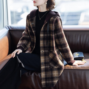 
Mom Spring and Autumn Jacket Hooded Medium-length Coat Middle-aged and Elderly Women's Top Fashionable 2025 New Style