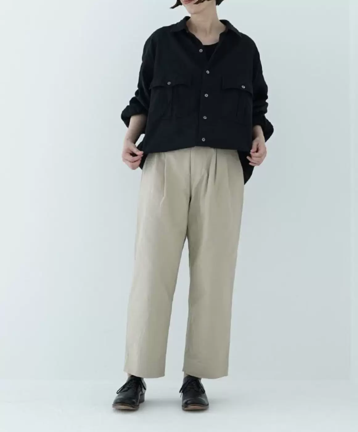 63642 YAECA TWO TUCK PANTS 纯棉抽褶直筒休闲裤-Taobao