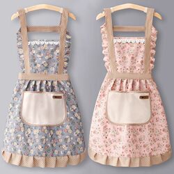 New Canvas Household Apron with Hand-Wiping Feature, Kitchen Bib, Anti-Gas Princess Dress for Women, Cooking Apron, Workwear