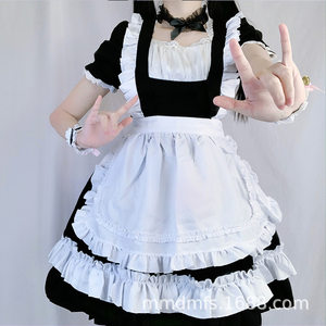 
New women's black and white maid outfit cute lolita dress cafe maid uniform women's boss dress
