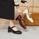 DaYaYa plus size women's shoes 41-43 feet wide and fat 24 years spring style cow patent leather thick heel fashion single shoes 9226-3