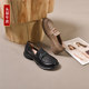 Da Yaya Large size women's shoes 41-43 foot wide feet fat head layer cowhide hollow retro flat bottom Lefu shoes 5231-3
