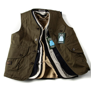 Japanese retro multi -pocket worker vest men's tide brand street loose outside wearing vest leisure and shoulder couple jacket
