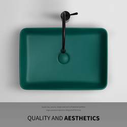 Color Matte Black Green Washbasin Small Apartment Balcony Washbasin Single Basin Square Ceramic Washbasin