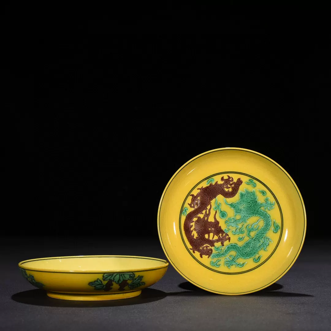 中国古玩 唐物 元青花・白滸孤窯雲龍紋 菱口折沿盤・極細工 古賞物