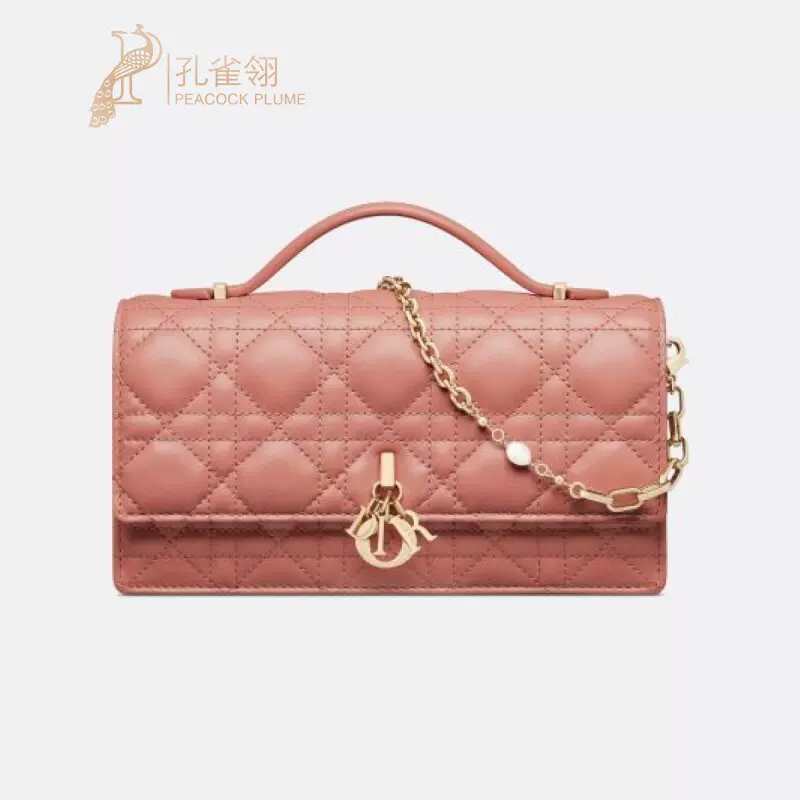 Dior/迪奥女士羊皮革藤格纹迷你翻盖优雅实用链条手袋-Taobao