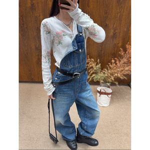 
blacklabel designer brand 26 early spring work style overalls straight jeans tina open yy