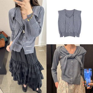 
tina open yy 25 early autumn new style, layered cuffs, two-wear thin sweater, sweater, cardigan, miu style