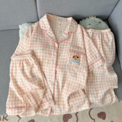 Cloud Cotton Pajamas for Women, Summer 2026 New Style, Short-Sleeved Shorts Three-Piece Set with Chest Pad, Sweet Plaid Loungewear for Spring and Autumn