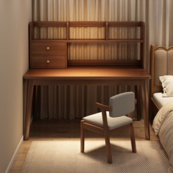 Desk and Bookshelf Integrated Table, Student Writing Desk, Bedroom Bedside Computer Desk, Rectangular Home Office Desk for Adults
