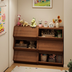 Solid Wood Bookcase Storage Cabinet Wall-Mounted Combination Snack Storage Cabinet Toy Organizer Cabinet Bedroom Bedside Kindergarten Low Cabinet