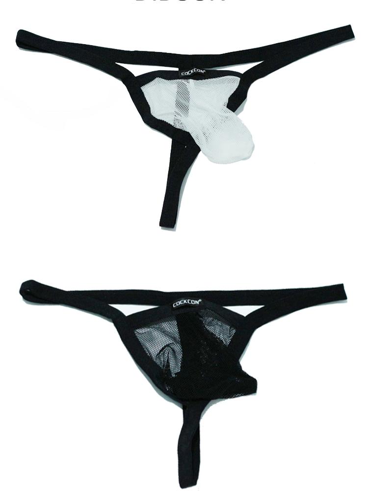 单丁裤男 男士内裤 丁字裤男 网纱蕾丝冰丝透明t裤凹凸大囊袋