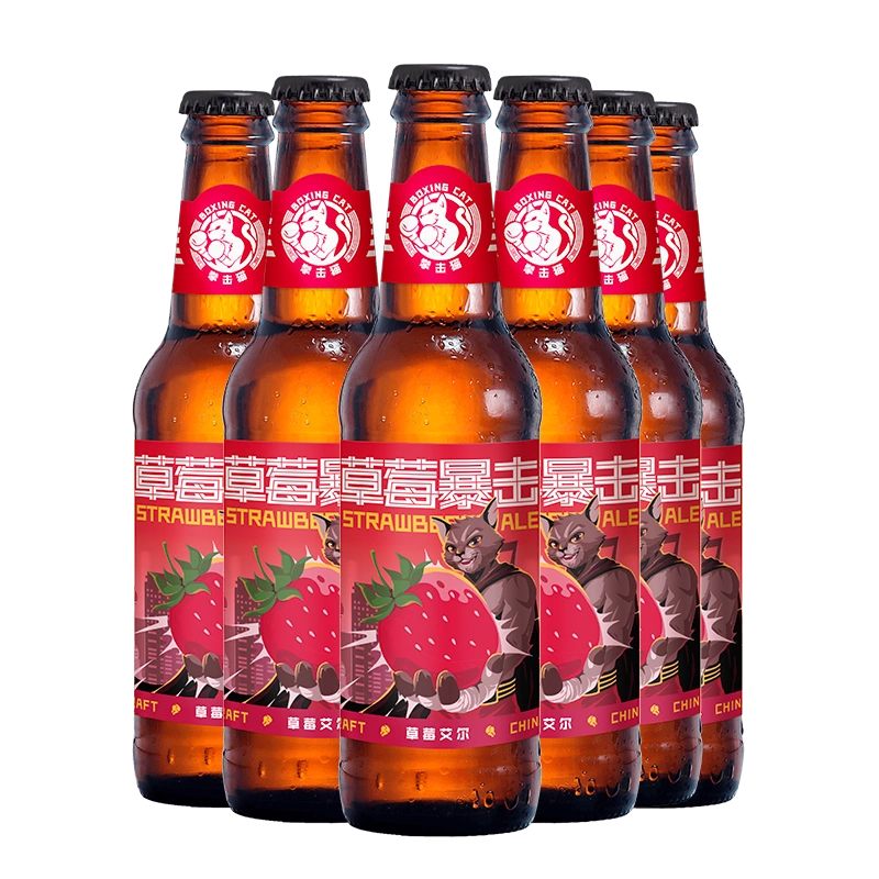 临期低价！百威英博 拳击猫 草莓艾尔精酿啤酒果啤 355ml*6瓶