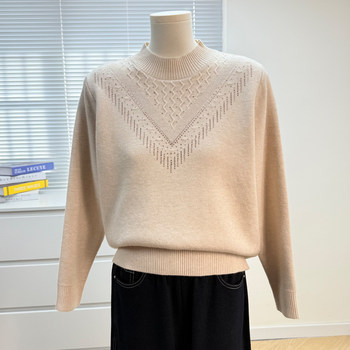 
Mom's winter clothing plus velvet 2025 new sweater half turtleneck bottoming shirt western style middle-aged women's one-piece velvet knitted top