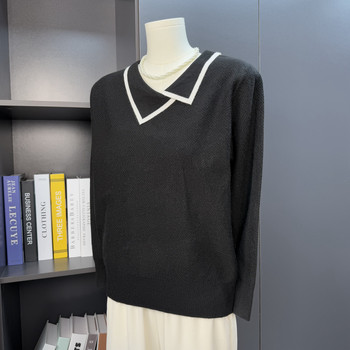 
Middle-aged mother wears autumn lapel sweater for women long-sleeved tops for middle-aged and elderly clothes loose thin bottoming shirt