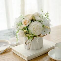 Nordic Style Artificial Flower Plastic Pot Ornaments Vase Home Rose Ornaments Living Room Bedroom Plant Decoration Set
