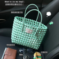 2025 Spring/Summer Hollow Macaron Color Woven Handbag Vacation Style Beach Tote French Women's Bag