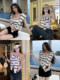 F PROJECT black and white striped one-length strapless top for women with slim fit and slim look
