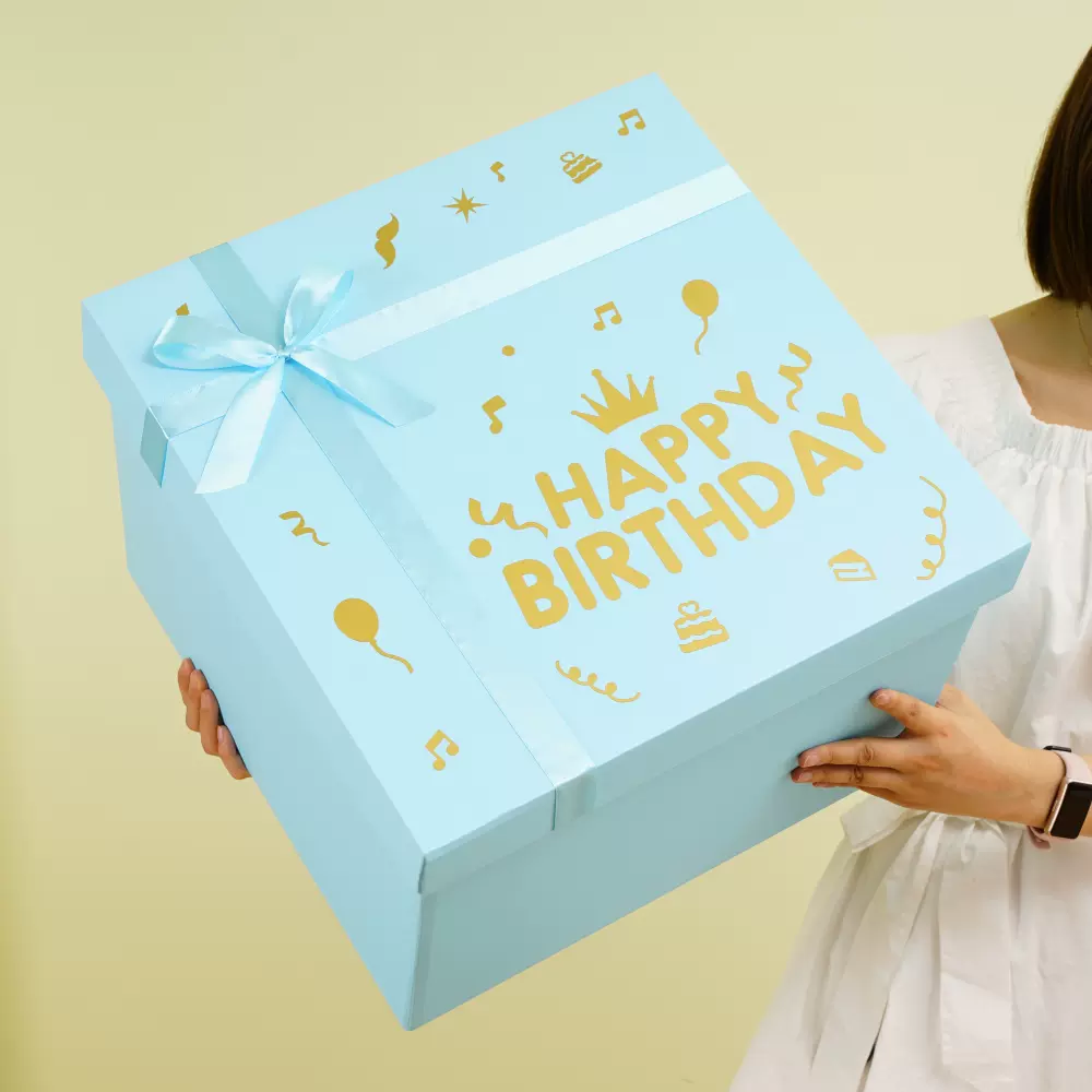 正方形禮物盒空盒子驚喜生日禮物盒藍色禮盒大箱子儀式感禮品盒子